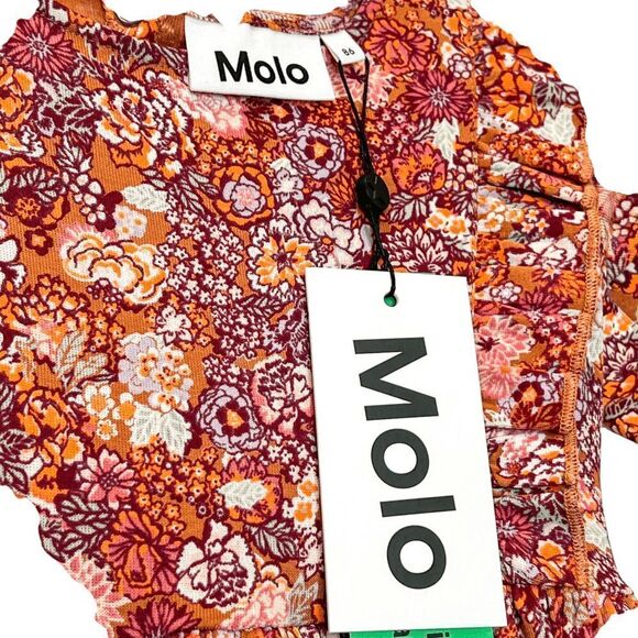 NWT! Molo Girls Pink Cotton Floral Long Sleeve Dress Size 18M - Picture 4 of 5